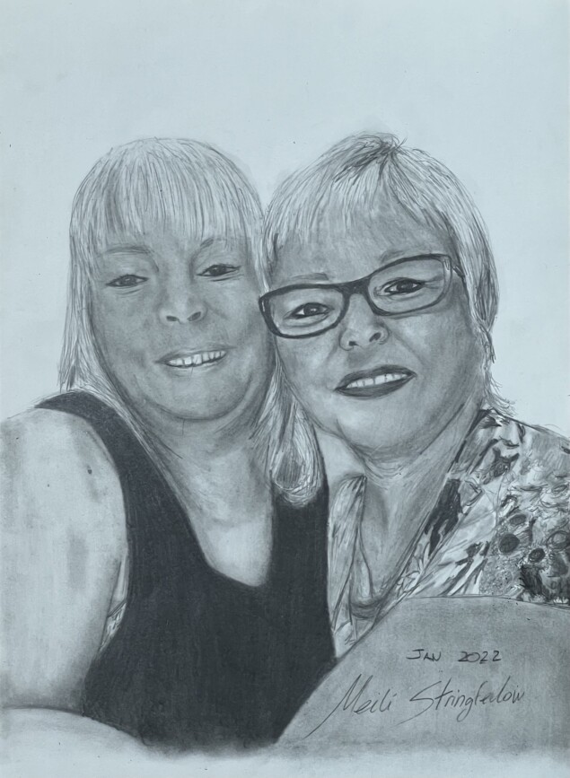 drawing portrait Mother and daughter